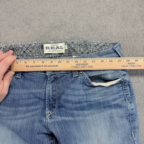 Ariat Jeans Mens 32x34 Blue Real Denim Real Straight Distressed (Measures 34x34) - Picture 10 of 10